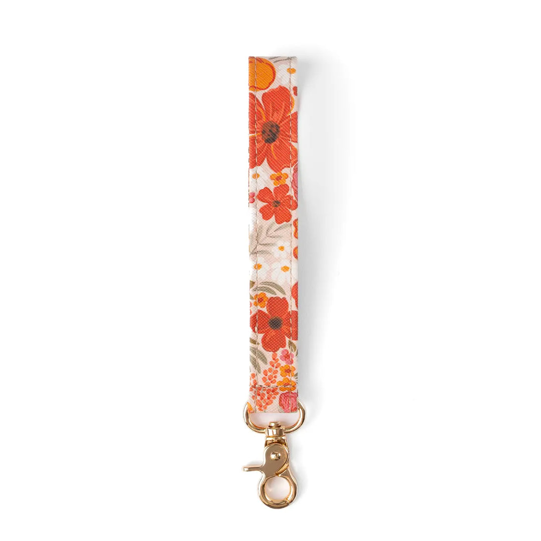 Rosewood Blooms Wristlet Keychain