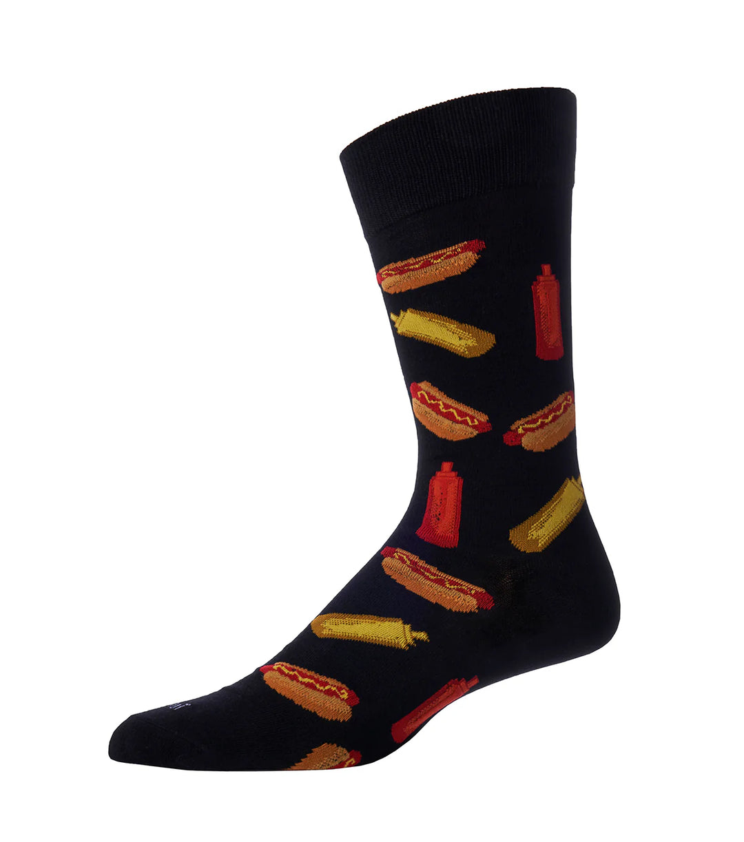 Men's Tasty Hotdogs Bamboo Blend Novelty Crew Socks Size 10-13