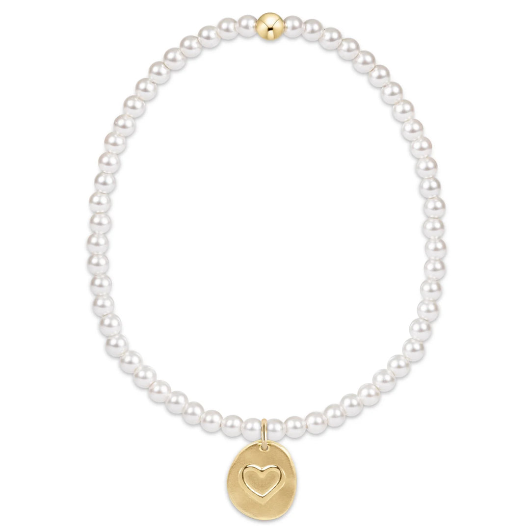 classic pearl 3mm bead bracelet - inspire love small gold charm