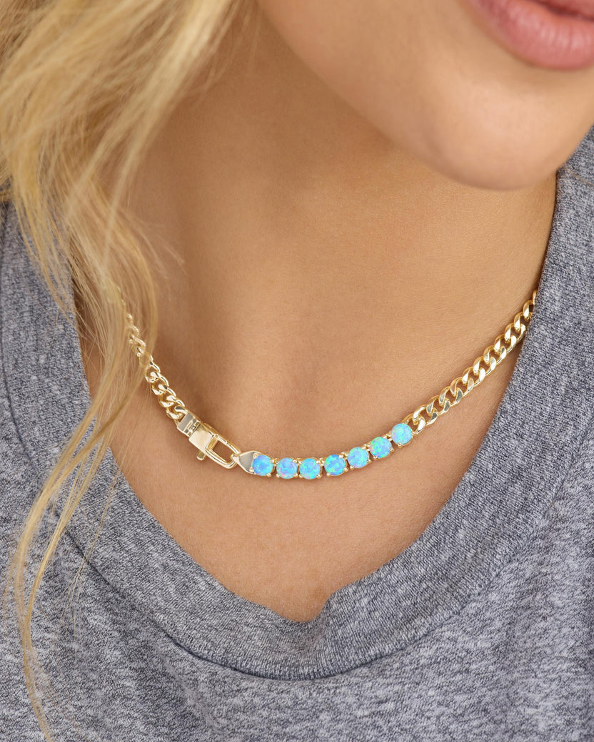 Julian Loves Opals Necklace 5mm Gold|Blue Opal