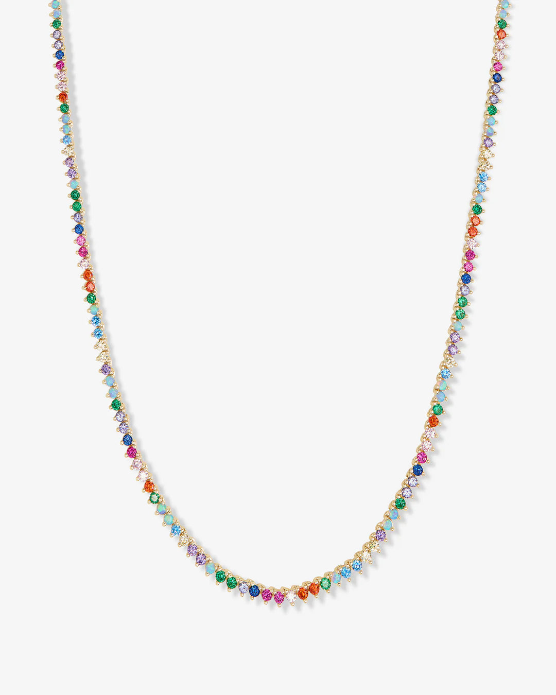 Not Your Basic Tennis Necklace 2mm Gold|Multi Stone