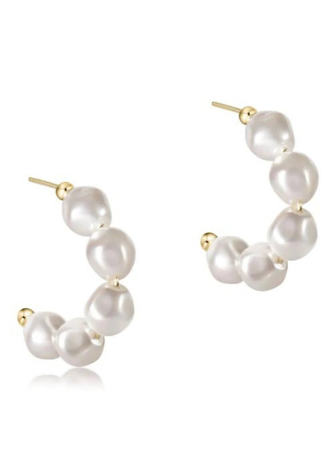 Beaded 1" Post Hoop-Admire Pearl
