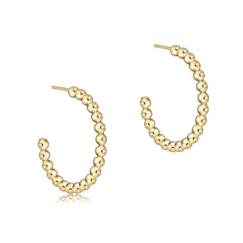 Beaded Classic 1.25" Post Hoop -2mm Gold