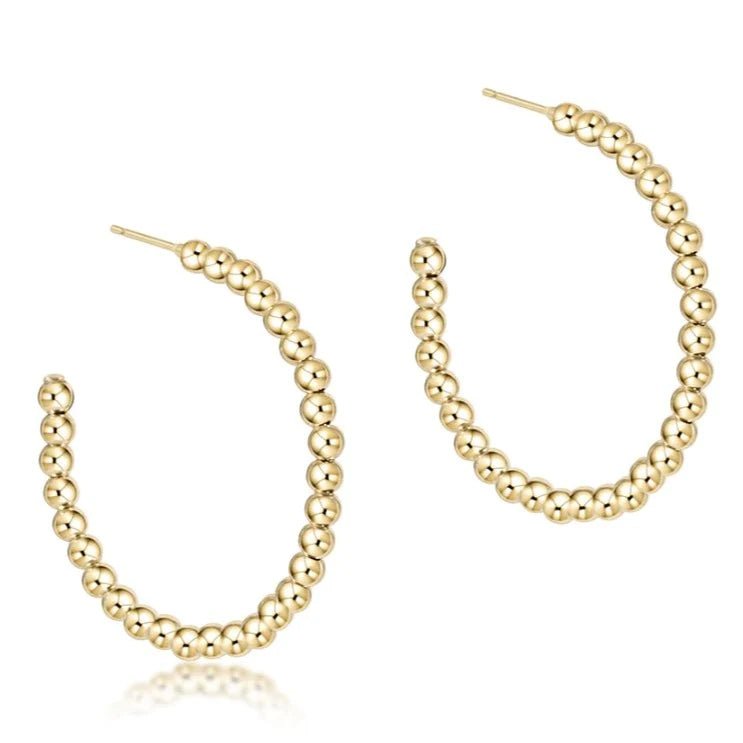 Beaded Classic 1.75"Post Hoop-3mm Gold