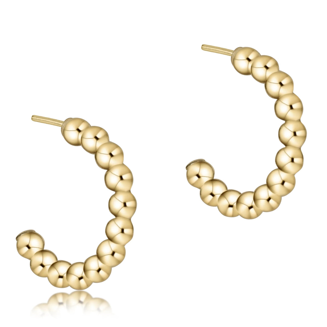 Beaded Classic 1" Post Hoop-3mm Gold
