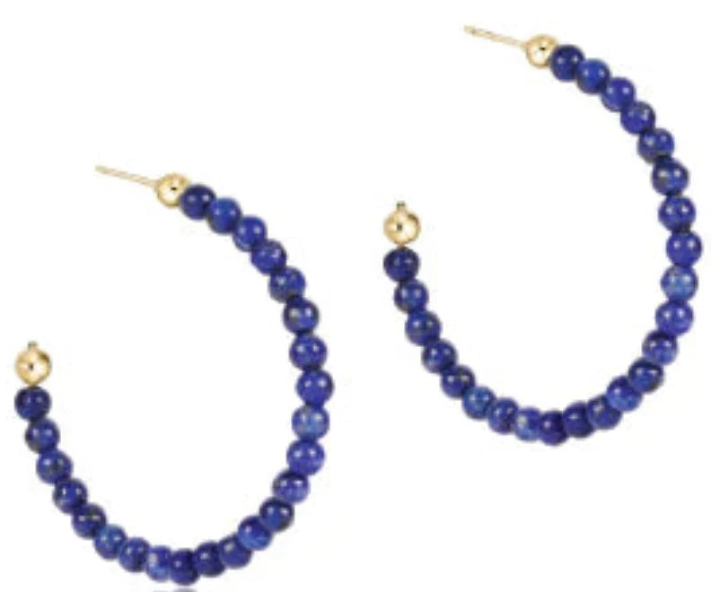 Beaded Gemstone 1.25" Post Hoop-3mm Riverstone