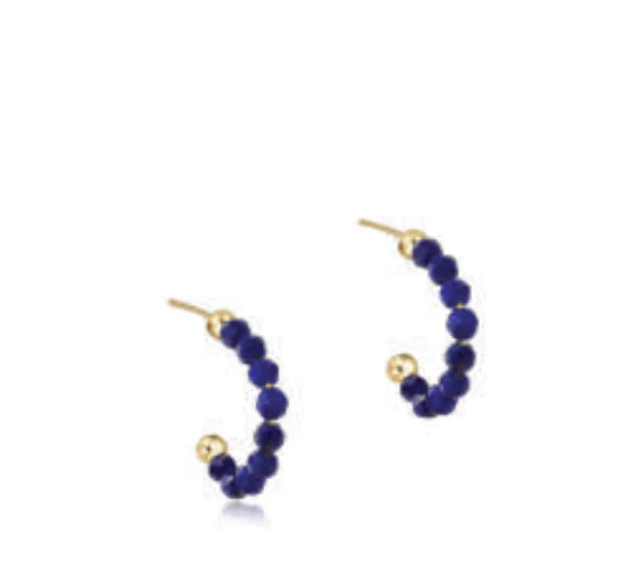 Beaded Gemstone 1" Post Hoop-3mm Lapis