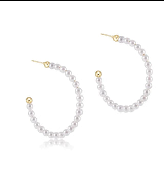Beaded Grateful 1.25" Post Hoop-Pearl