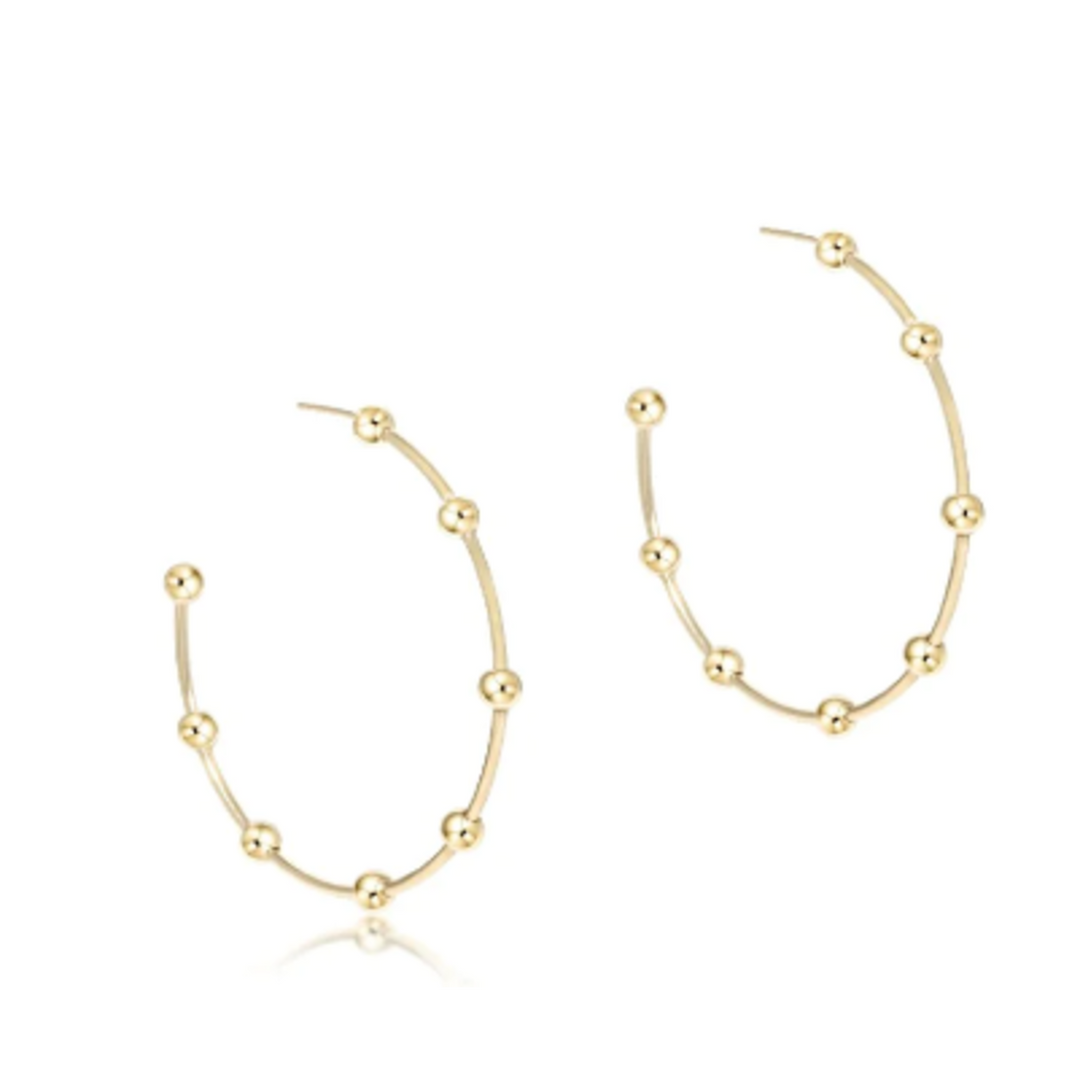 Beaded Simplicity 1.5" Post Hoop-4mm Gold