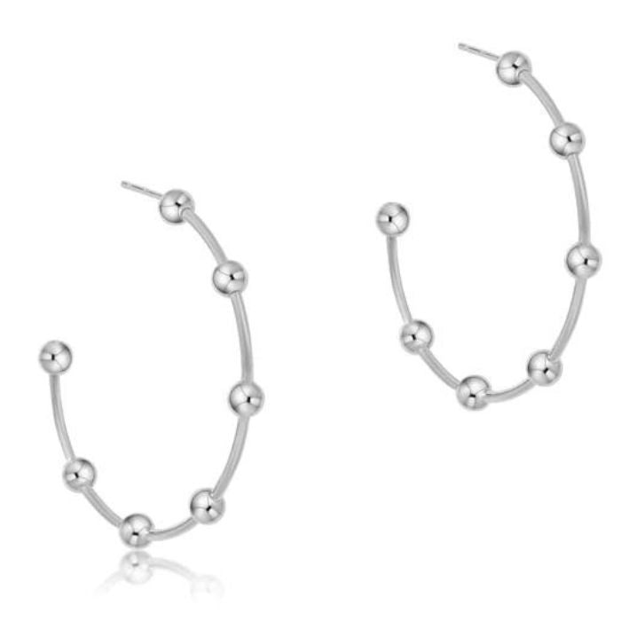 Beaded Simplicity 1.5" Sterling Post Hoop-4mm Sterling