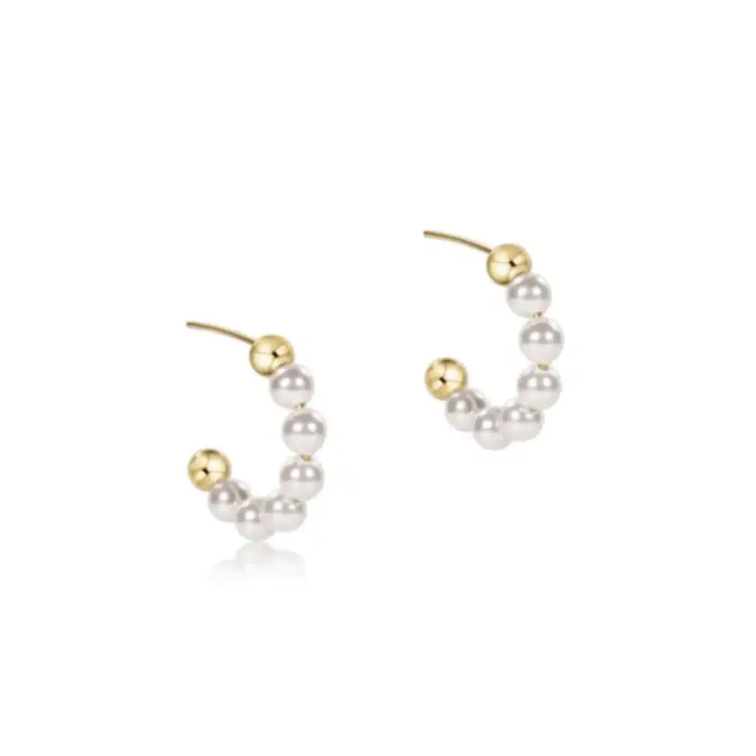 Beaded Classic 1" Post Hoop-4mm Pearl