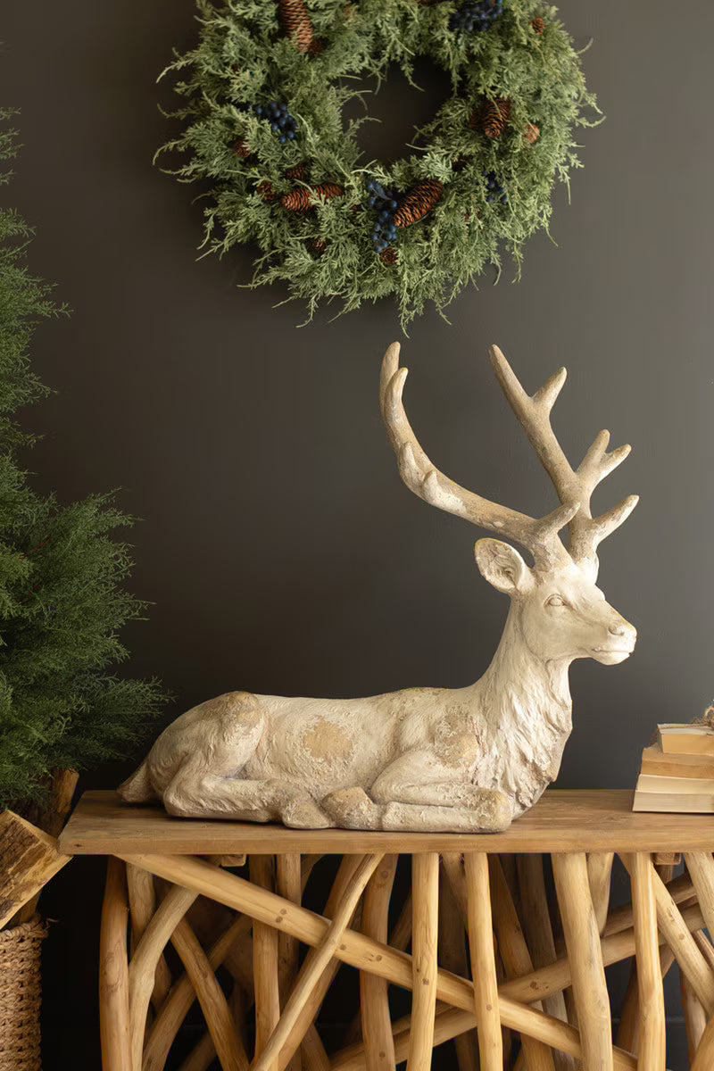 Antique White Faux Concrete Deer