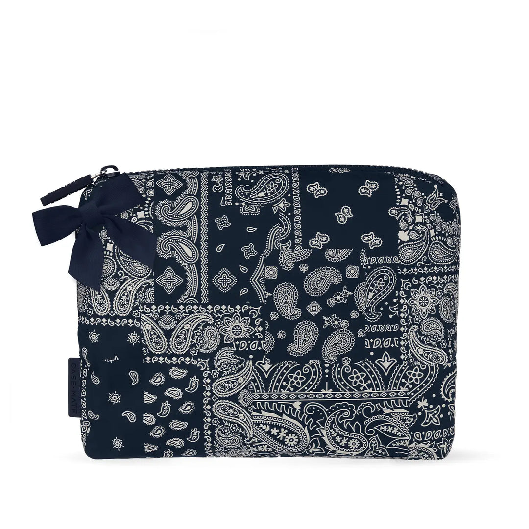 Case-Mate Navy Bandana Bow Crinkle Makeup Bag