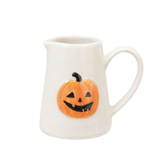 4 oz. Hand-Painted Embossed Stoneware Creamer with Halloween Icon