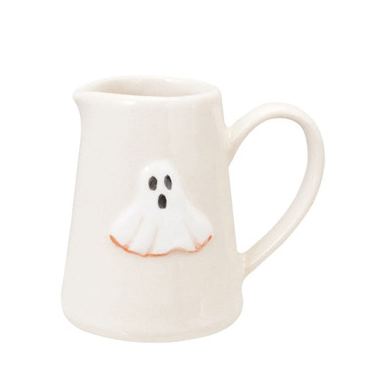 4 oz. Hand-Painted Embossed Stoneware Creamer with Halloween Icon