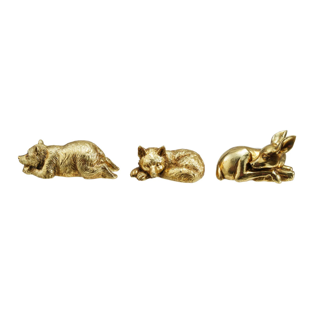 Resin Sleeping Animal, Gold Finish, 3 Styles
