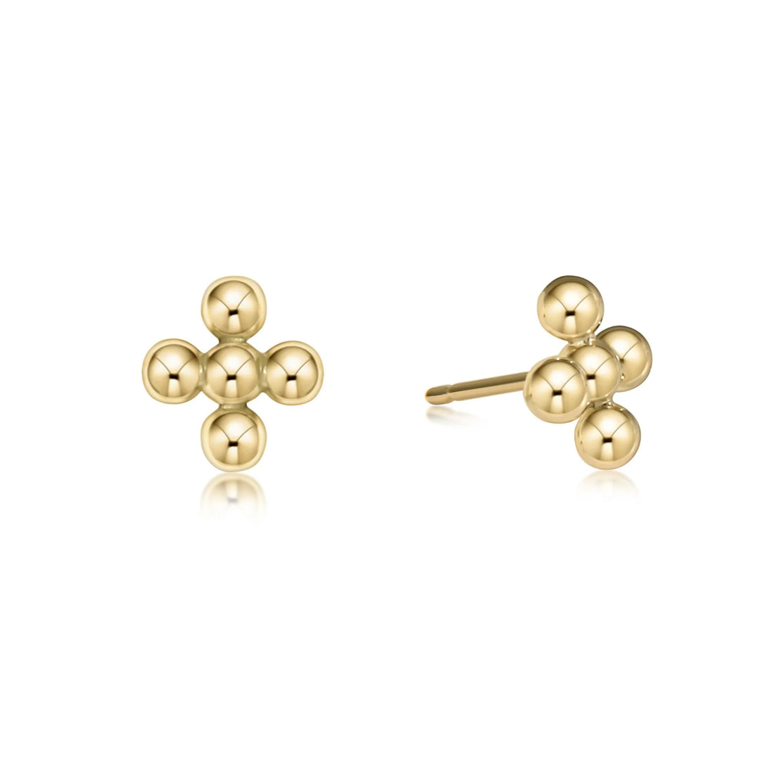 Classic Beaded Signature Cross Stud-3mm Bead Gold
