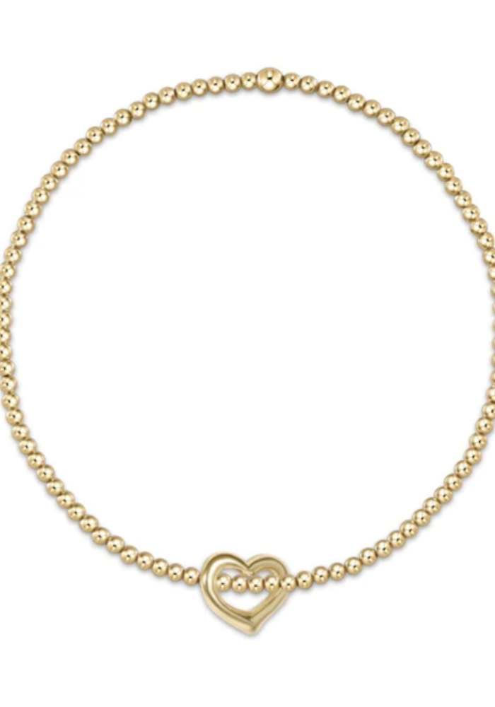 Classic Gold 2.5mm Bead Bracelet- Love Gold Charm