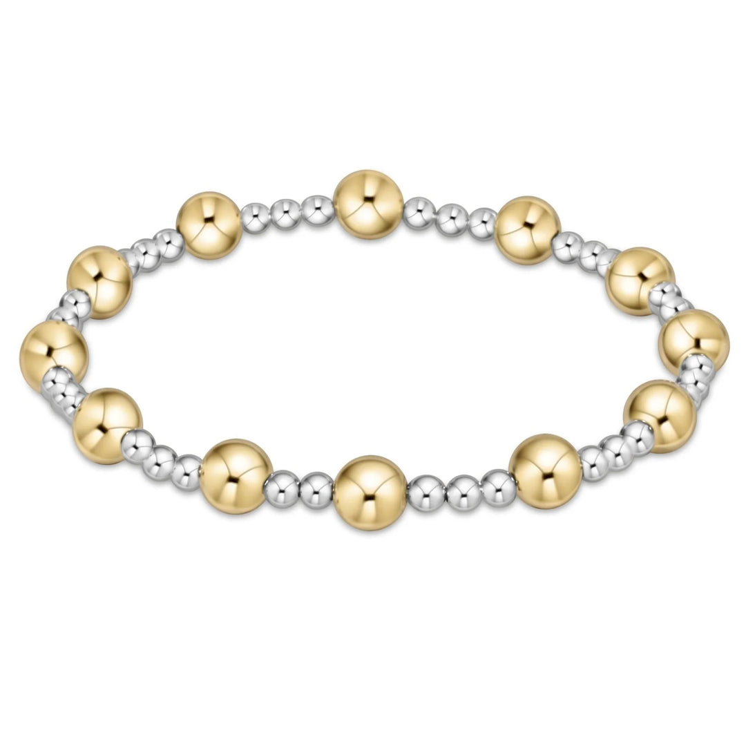 Classic Sincerity Pattern Bead Bracelet- Mixed Metals
