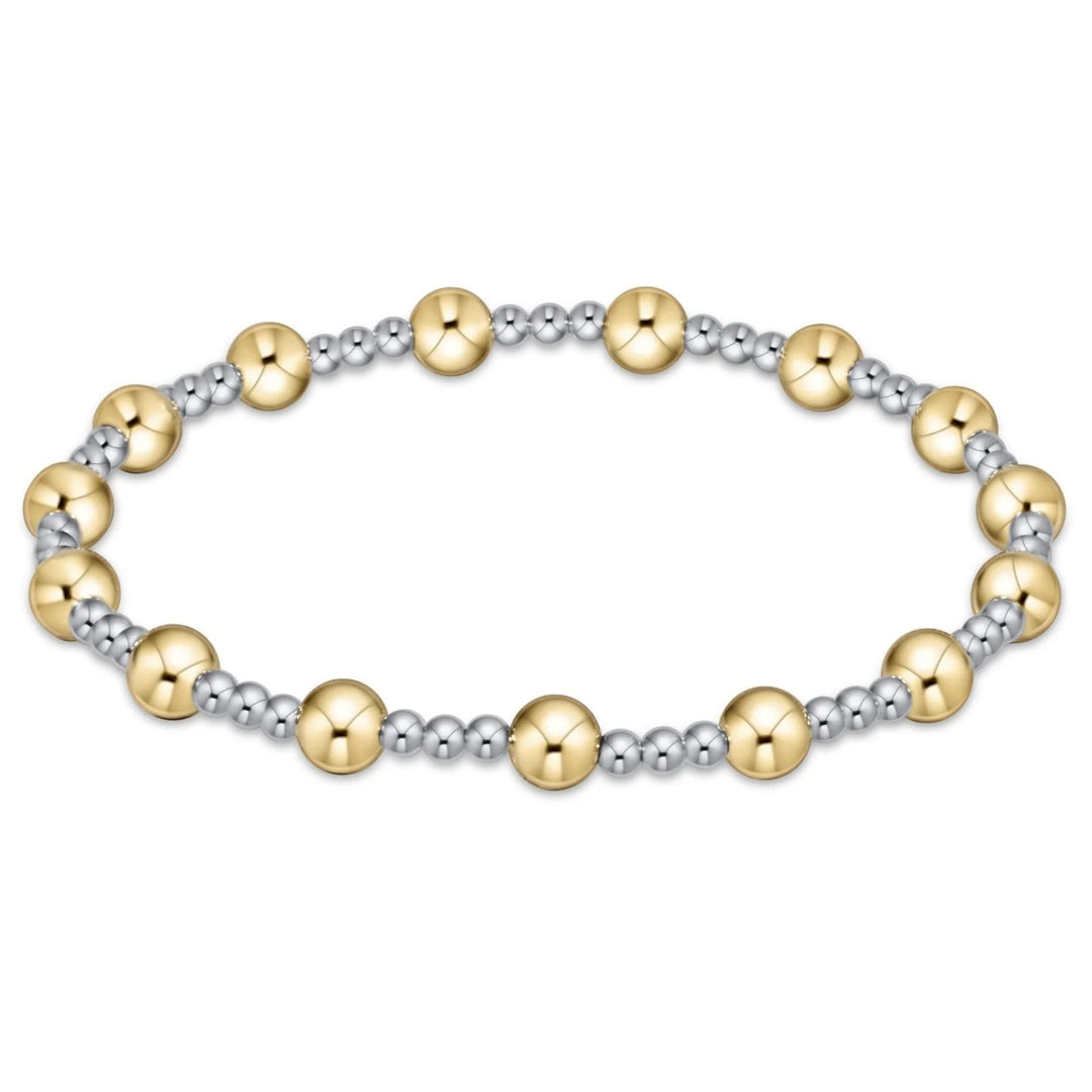 Classic Sincerity Pattern Bead Bracelet- Mixed Metals