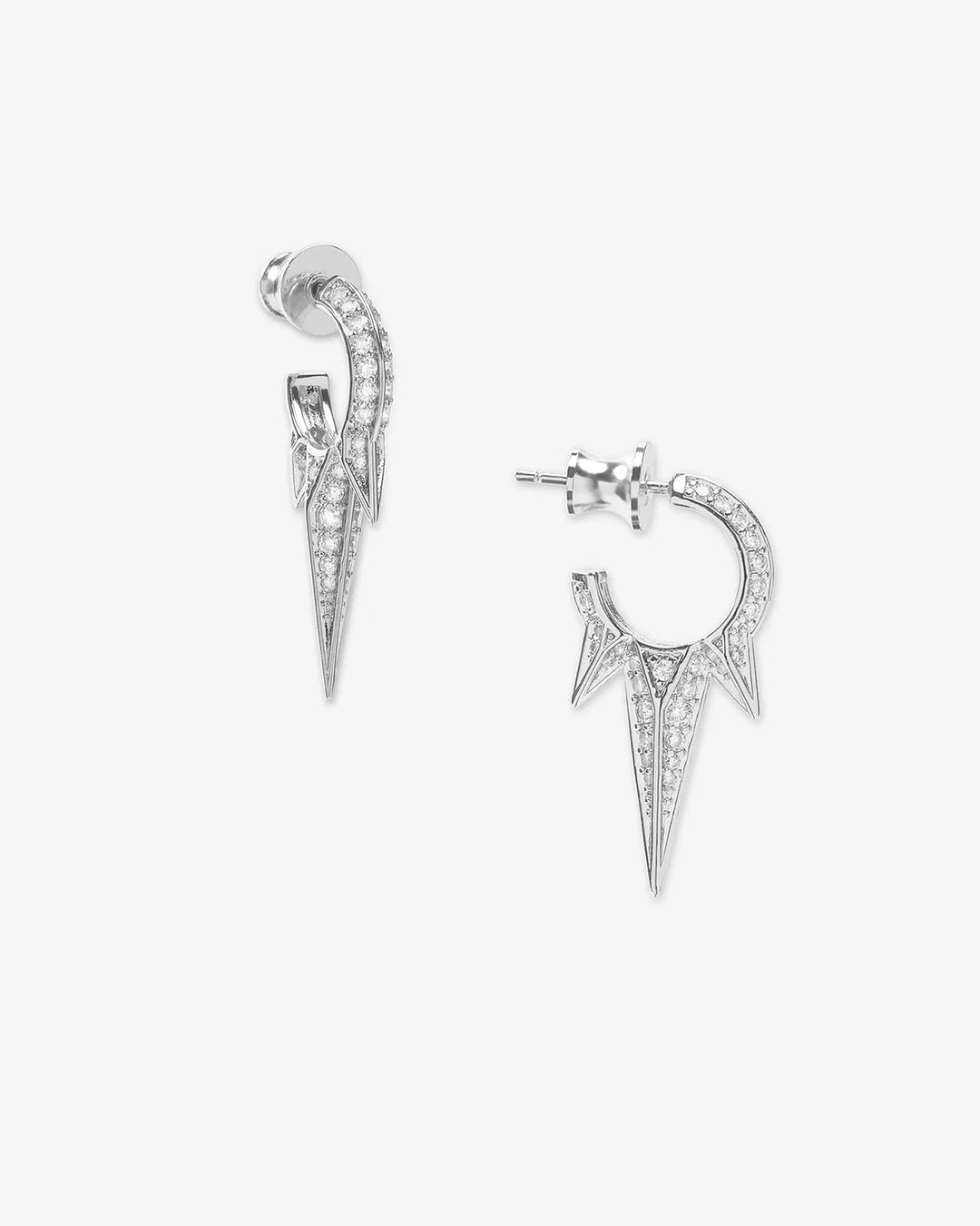 Baby Gabriella Pavé Triple Spike Earrings Silver|White Diamondettes