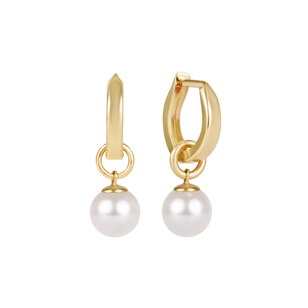 huggie gold 0.5" hoop - classic pearl 8mm charm