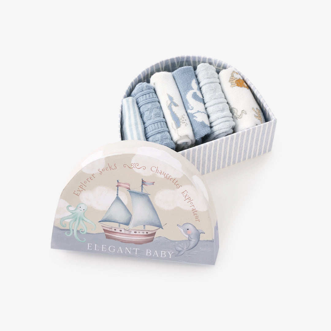 World explorer non-slip baby socks 6 pack