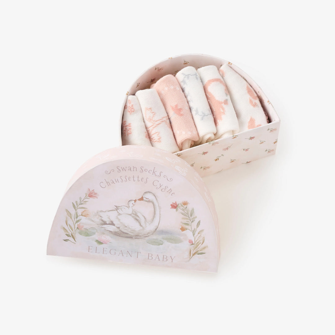 Swan non-slip baby socks 6 pack