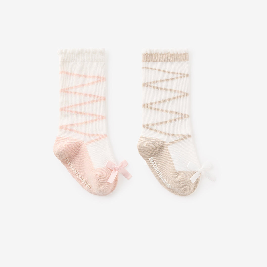 Ballet knee-high non slip baby socks 2 pack 0-12 months