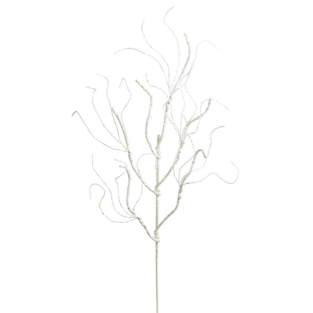 30" Glittered White Branch