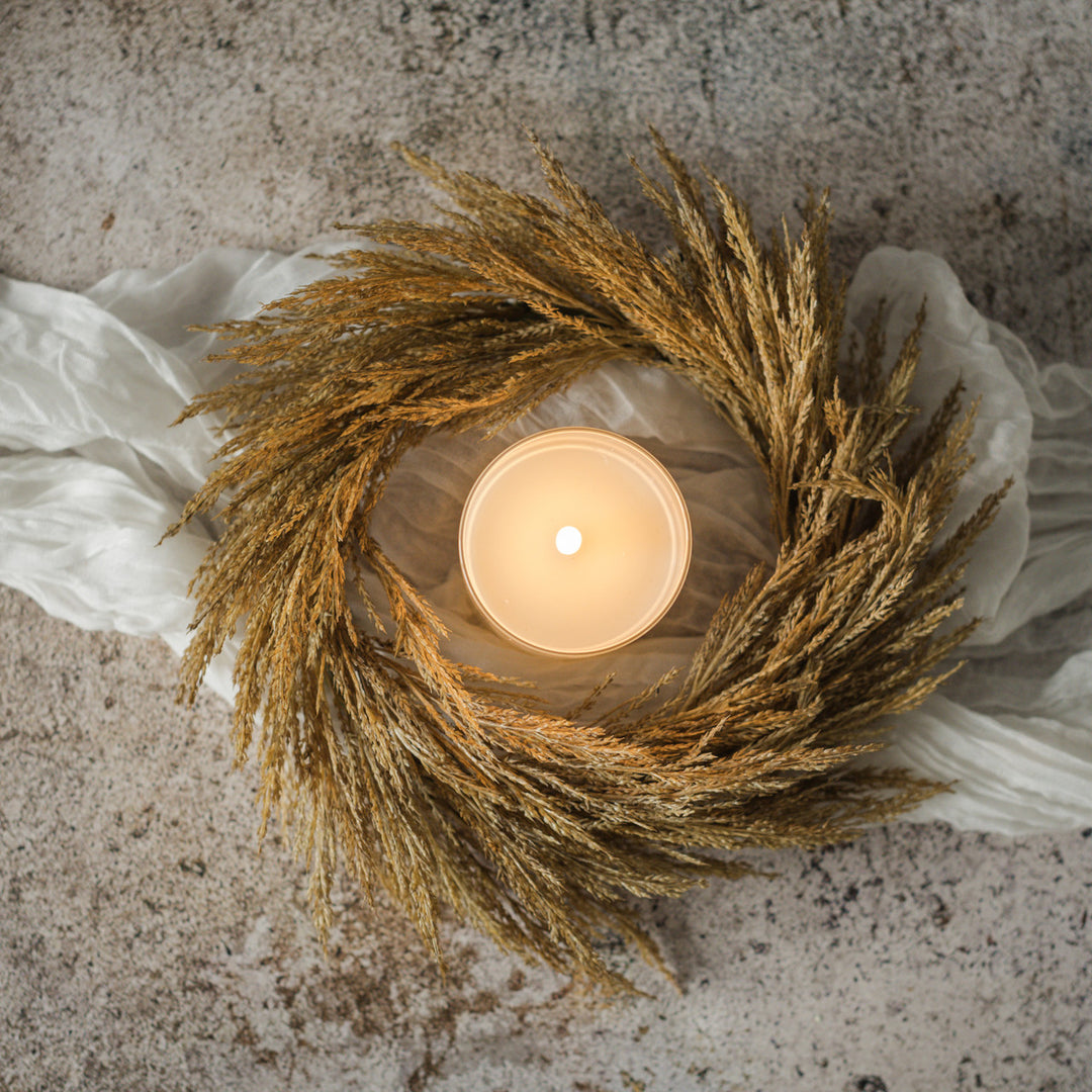 12" DARK GOLD WHEAT CANDLE RING
