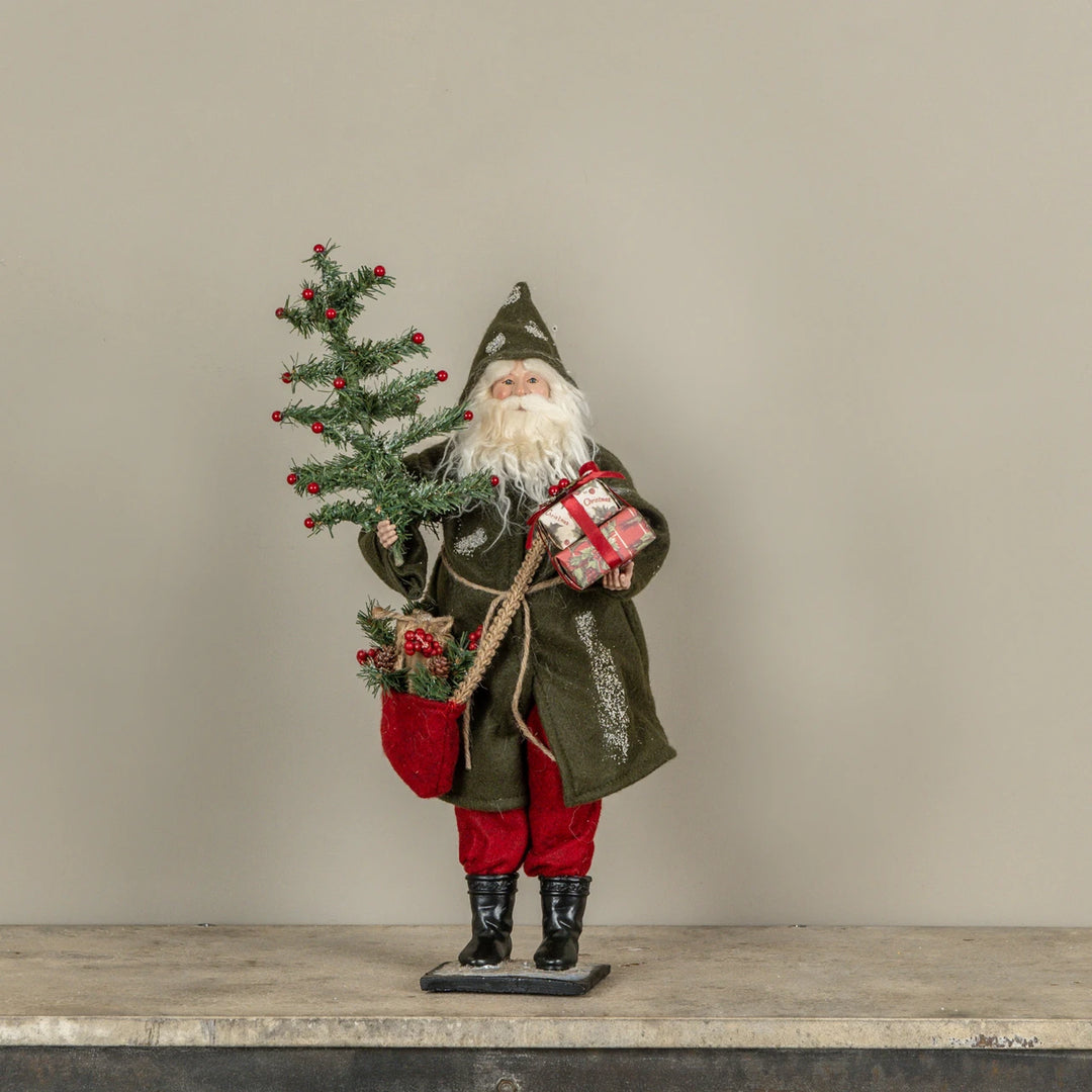 22" SANTA HOLDING GIFTS & FEATHER TREE