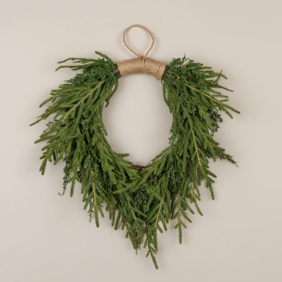 24" HANGING SOFT TOUCH CYPRESS & PINE WREATH