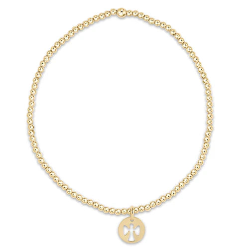 Classic Gold Bead Bracelet-Guardian Angel Small Gold Disk
