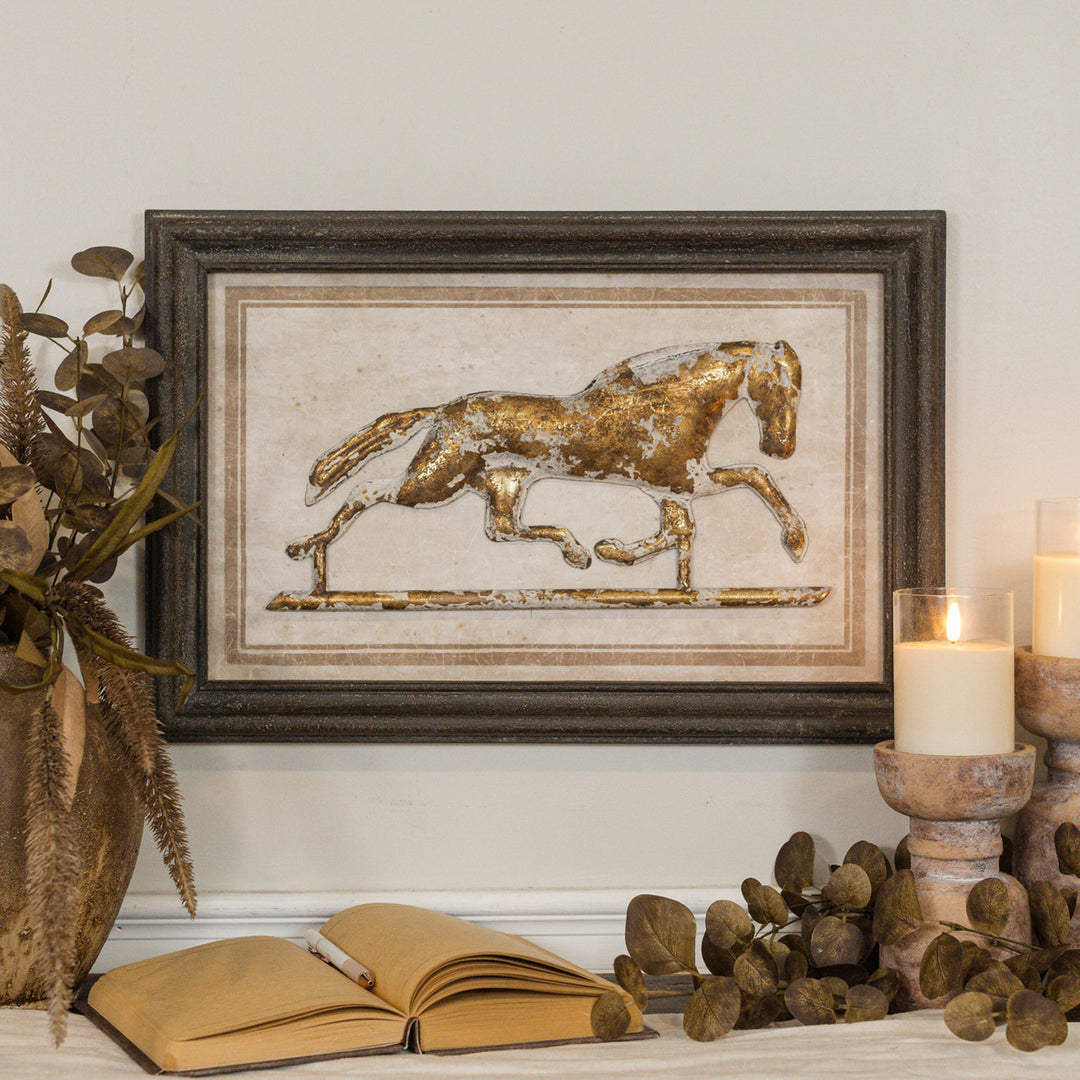 21.25" FRAMED METAL HORSE