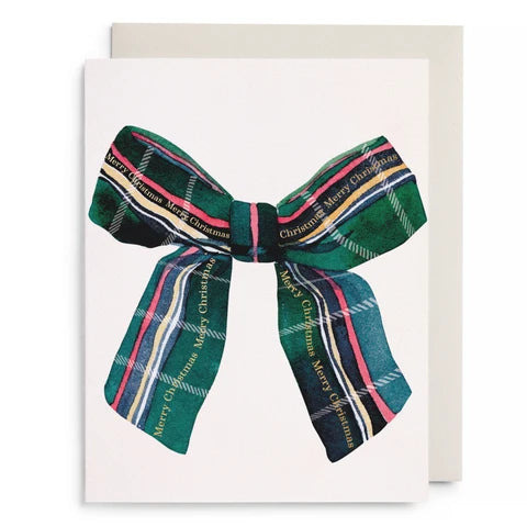 Set of 6 Merry Christmas Plaid Bow