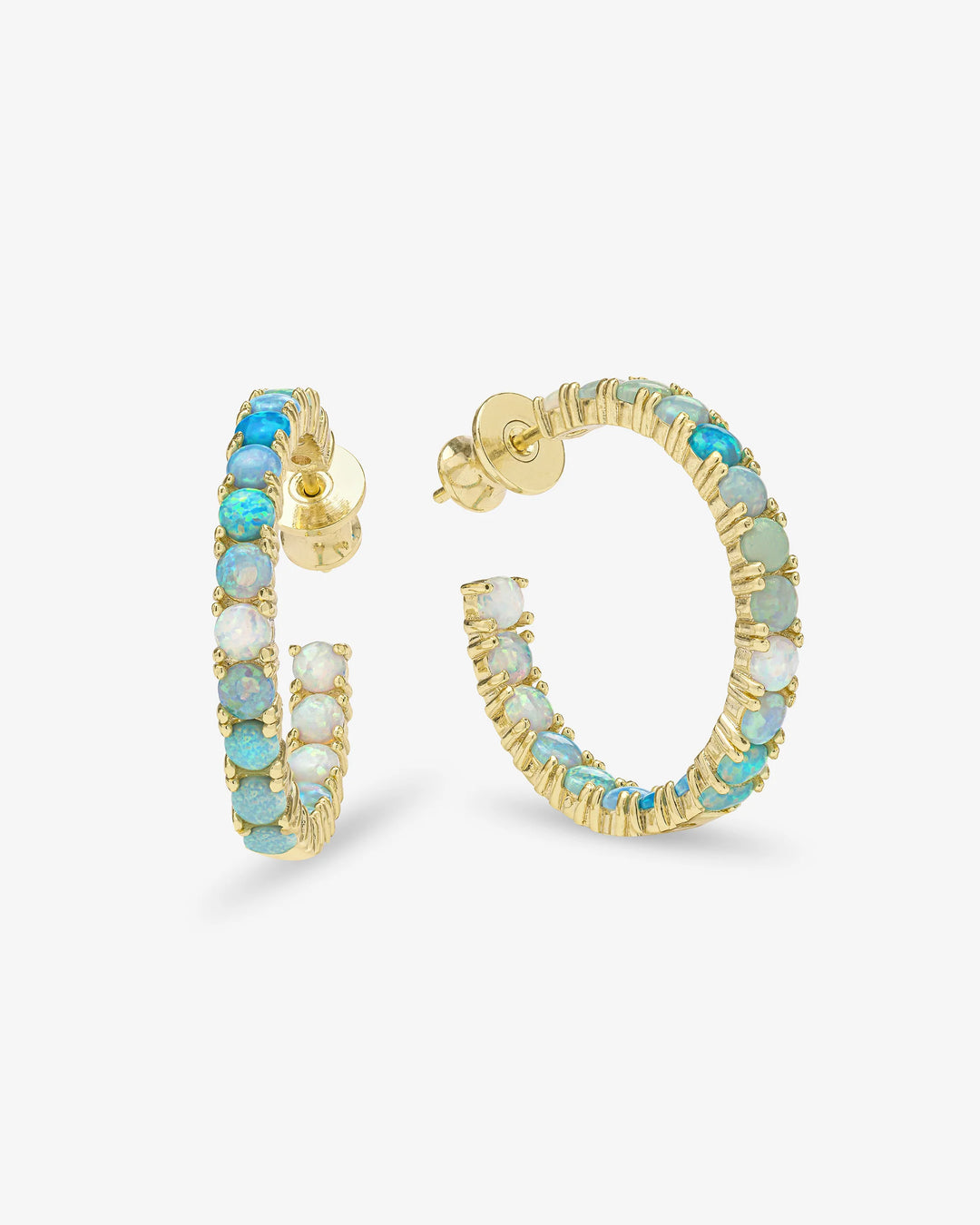 Heiress Ombre Hoops 1" Gold/Blue Opal
