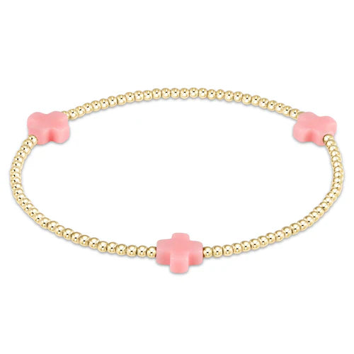Small Signature Cross Gold 2mm Bracelet
