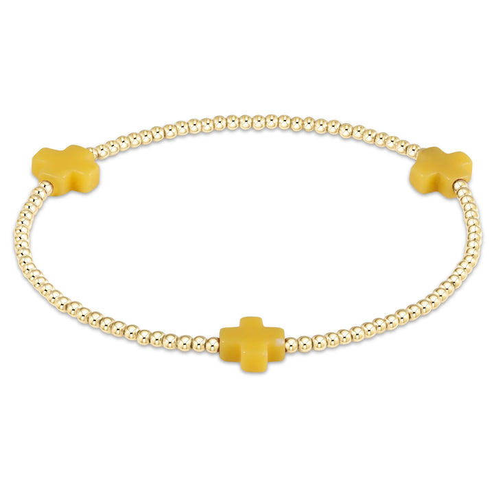 Small Signature Cross Gold 2mm Bracelet
