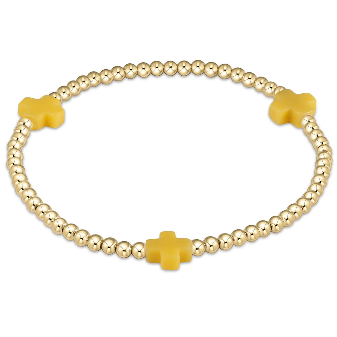 signature cross gold pattern 3mm bead bracelet canary e-girl size