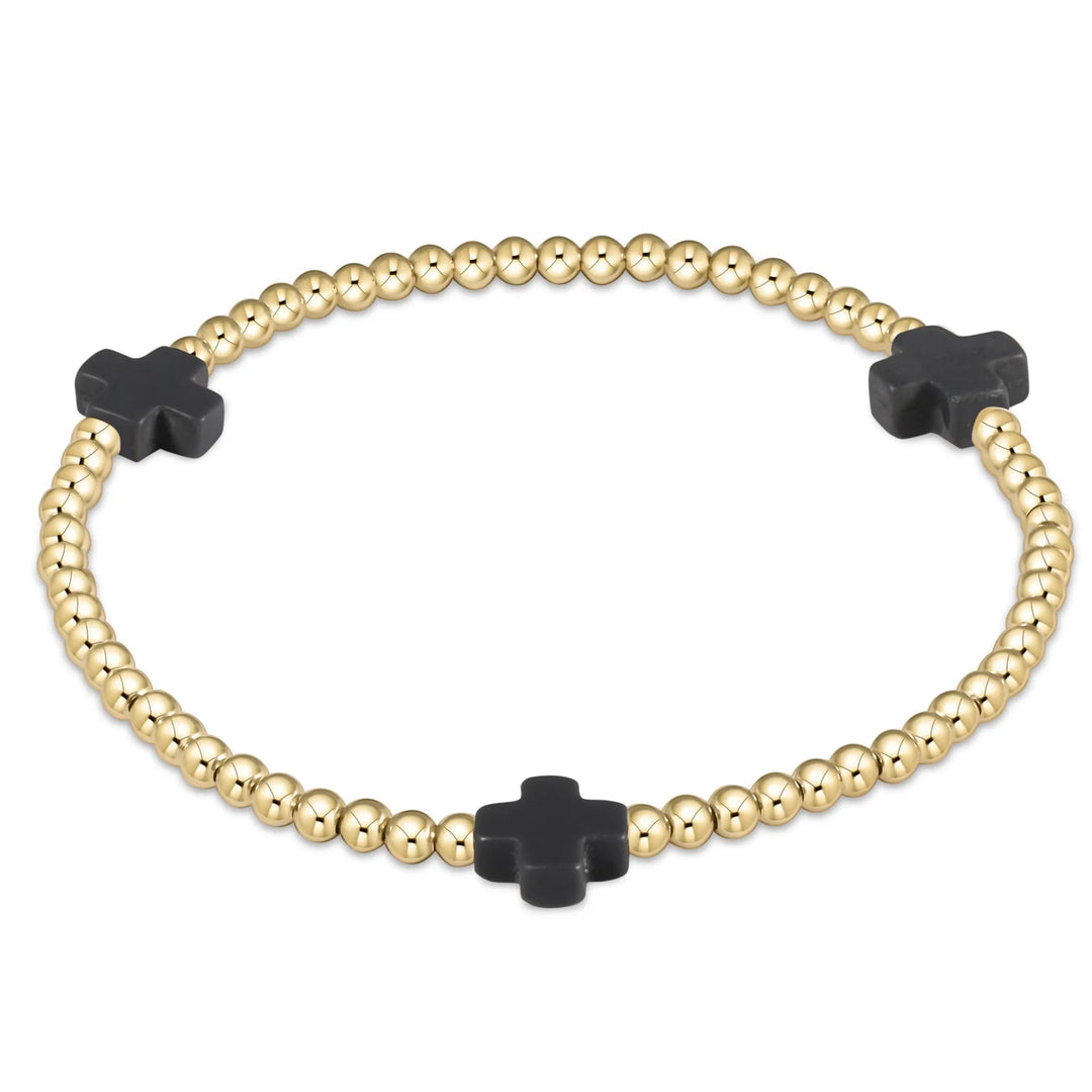 Signature Cross Gold 3mm Onyx