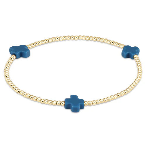 Small Signature Cross Gold 2mm Bracelet
