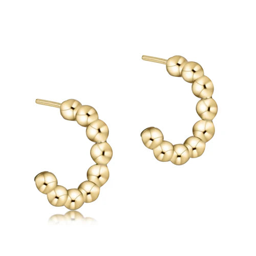 Beaded Classic 1" Post Hoop 4mm Gold