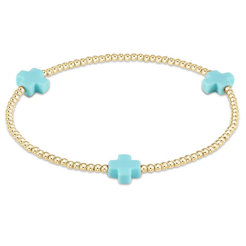 Small Signature Cross Gold 2mm Bracelet