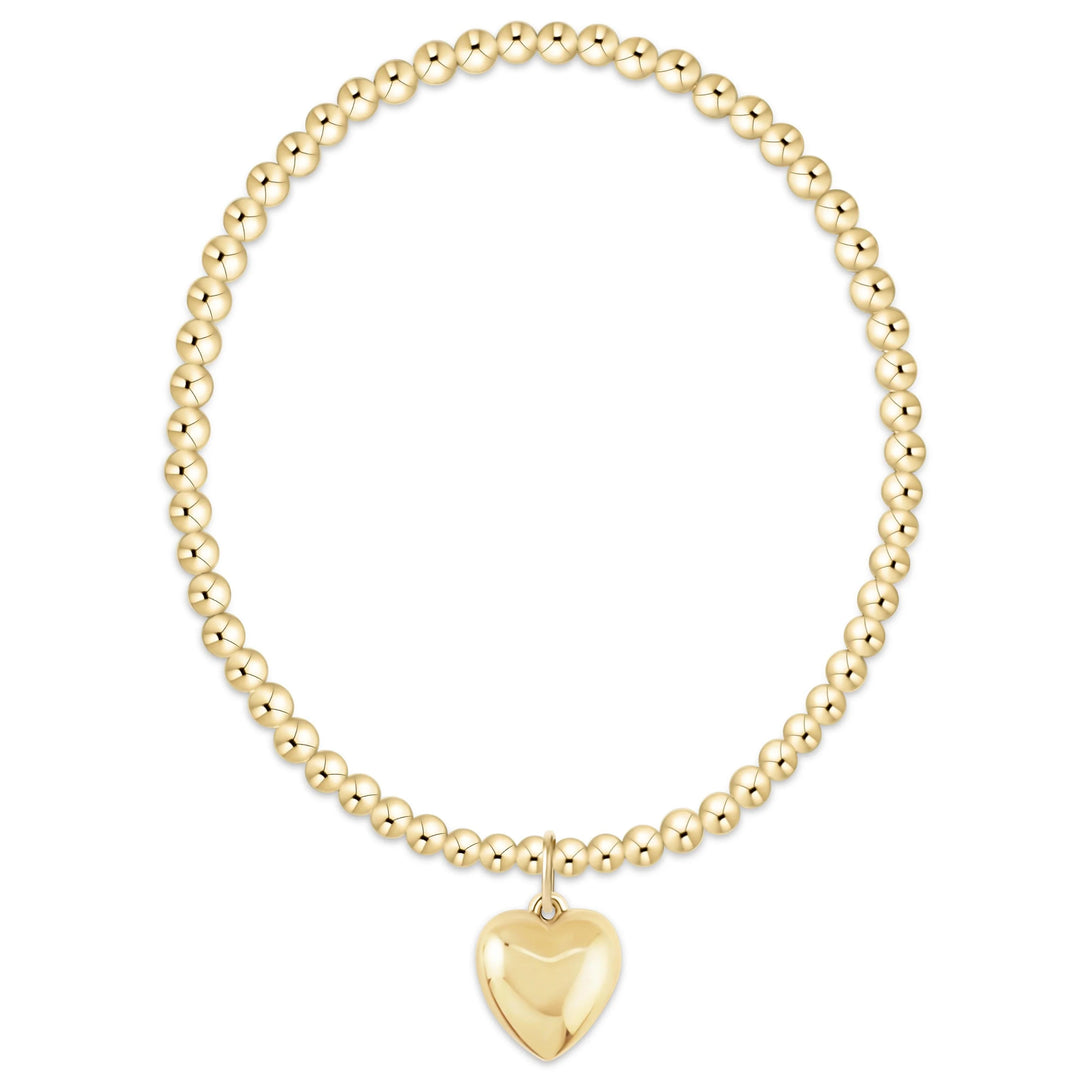 classic gold 3mm bracelet - love plush gold charm