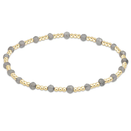 gemstone gold sincerity pattern 3mm bead bracelet - labradorite
