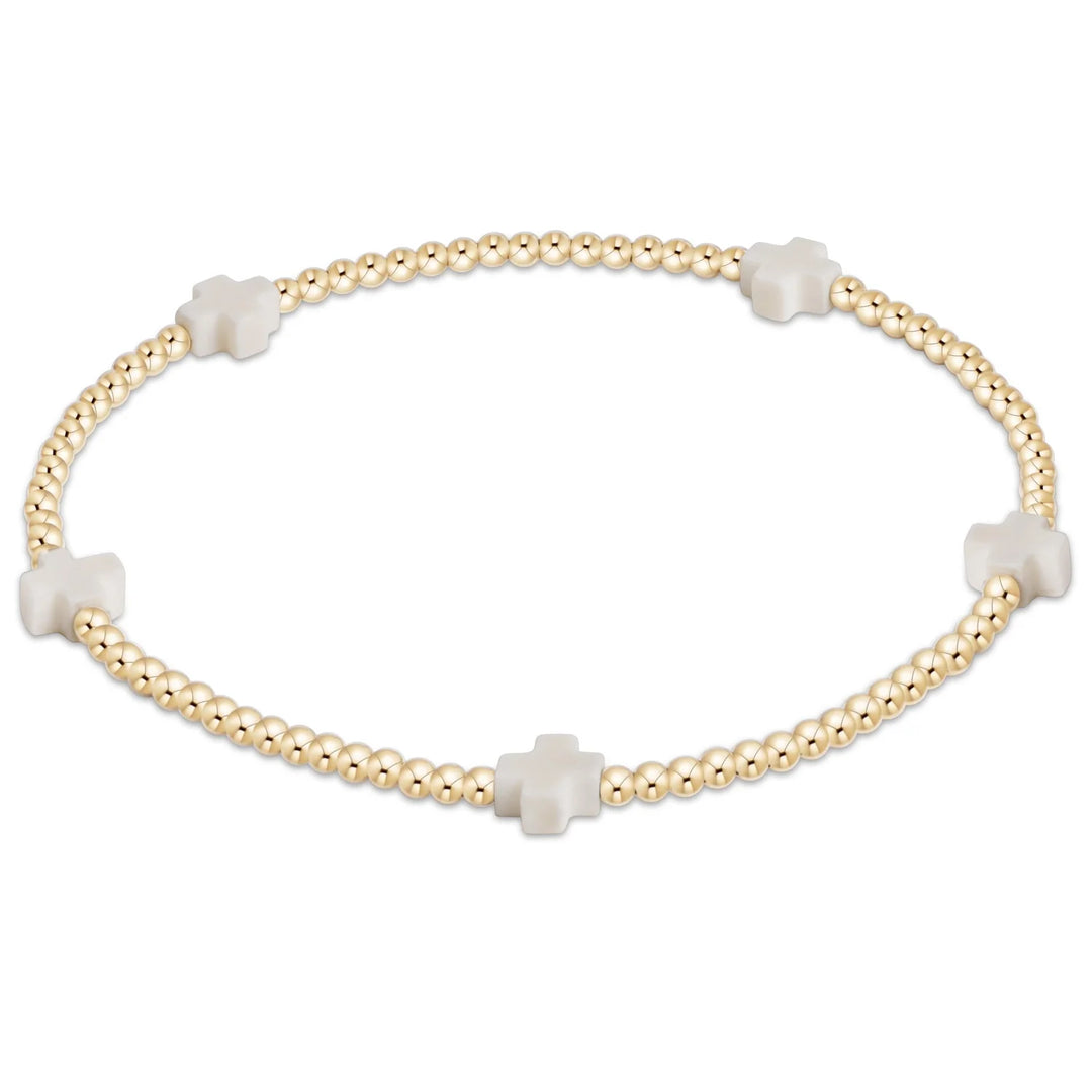 Small Signature Cross Gold 2mm Bracelet