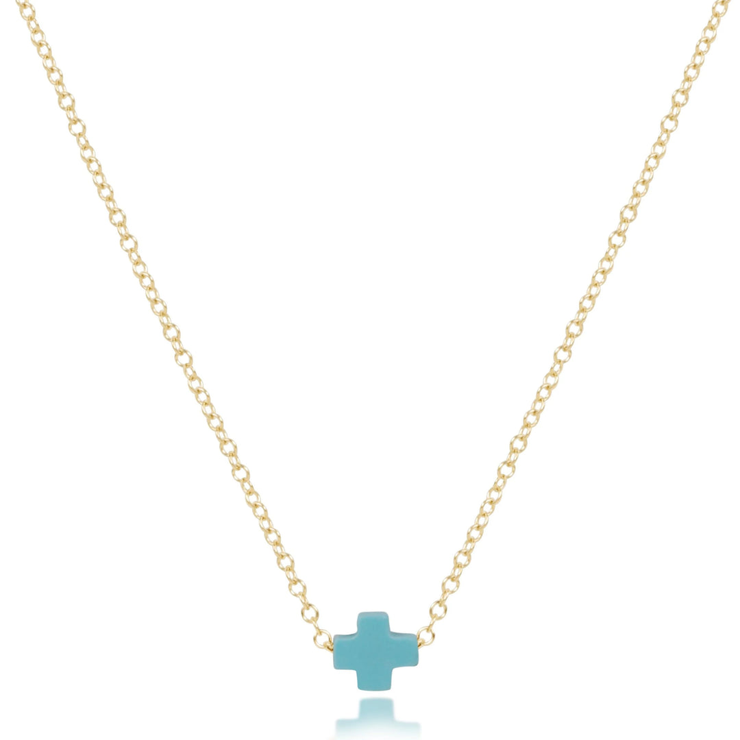 16" Necklace Gold Signature Cross Small
