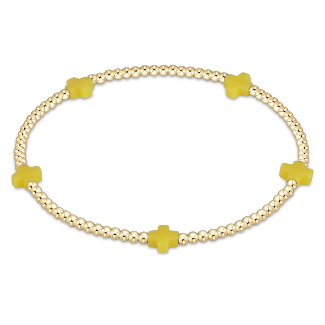 egirl signature cross small gold pattern 2mm bead bracelet
