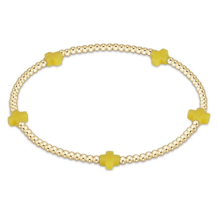 egirl signature cross small gold pattern 2mm bead bracelet